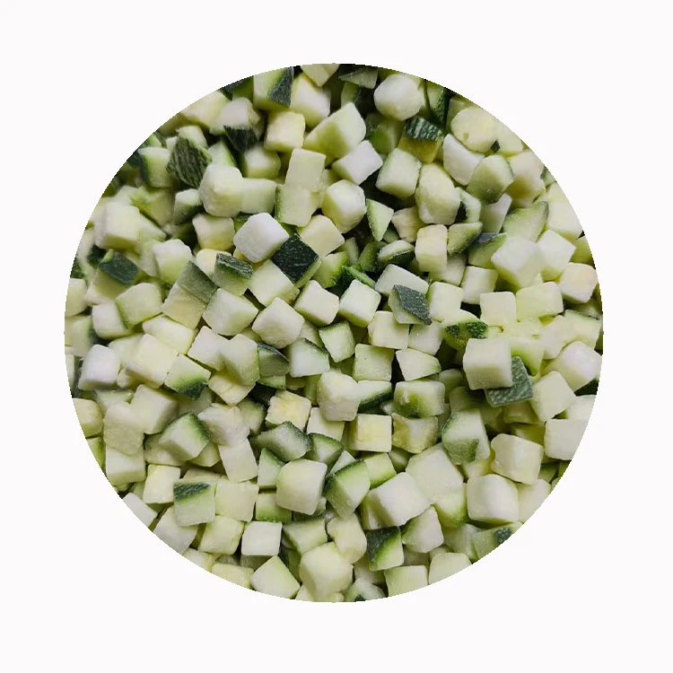 Raw zucchini pieces for short-term frozen storage