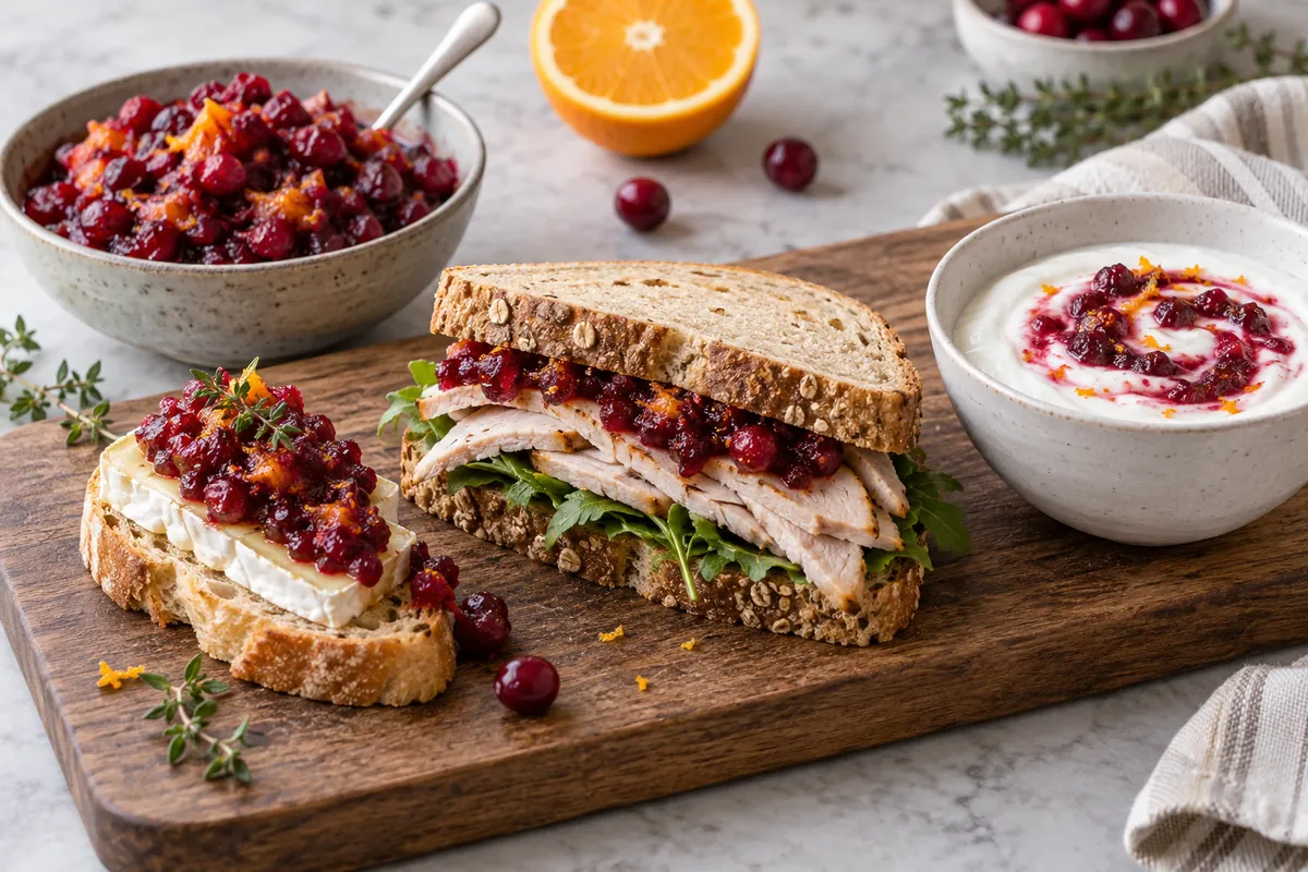 Cranberry relish used on crostini sandwich and yogurt - GreenLand-food guide Cranberry relish used on crostini sandwich and yogurt